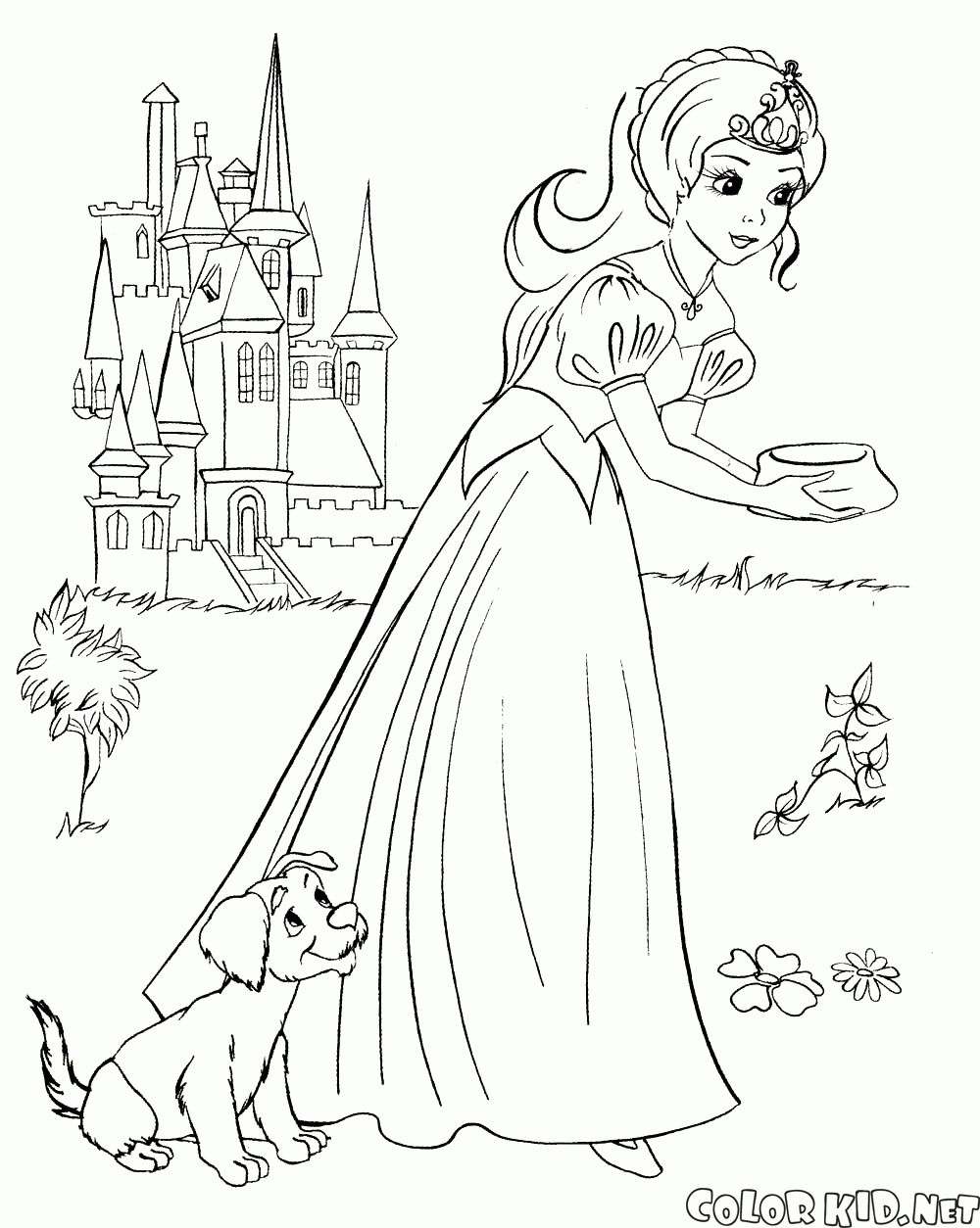 Księżniczka karmi szczenię