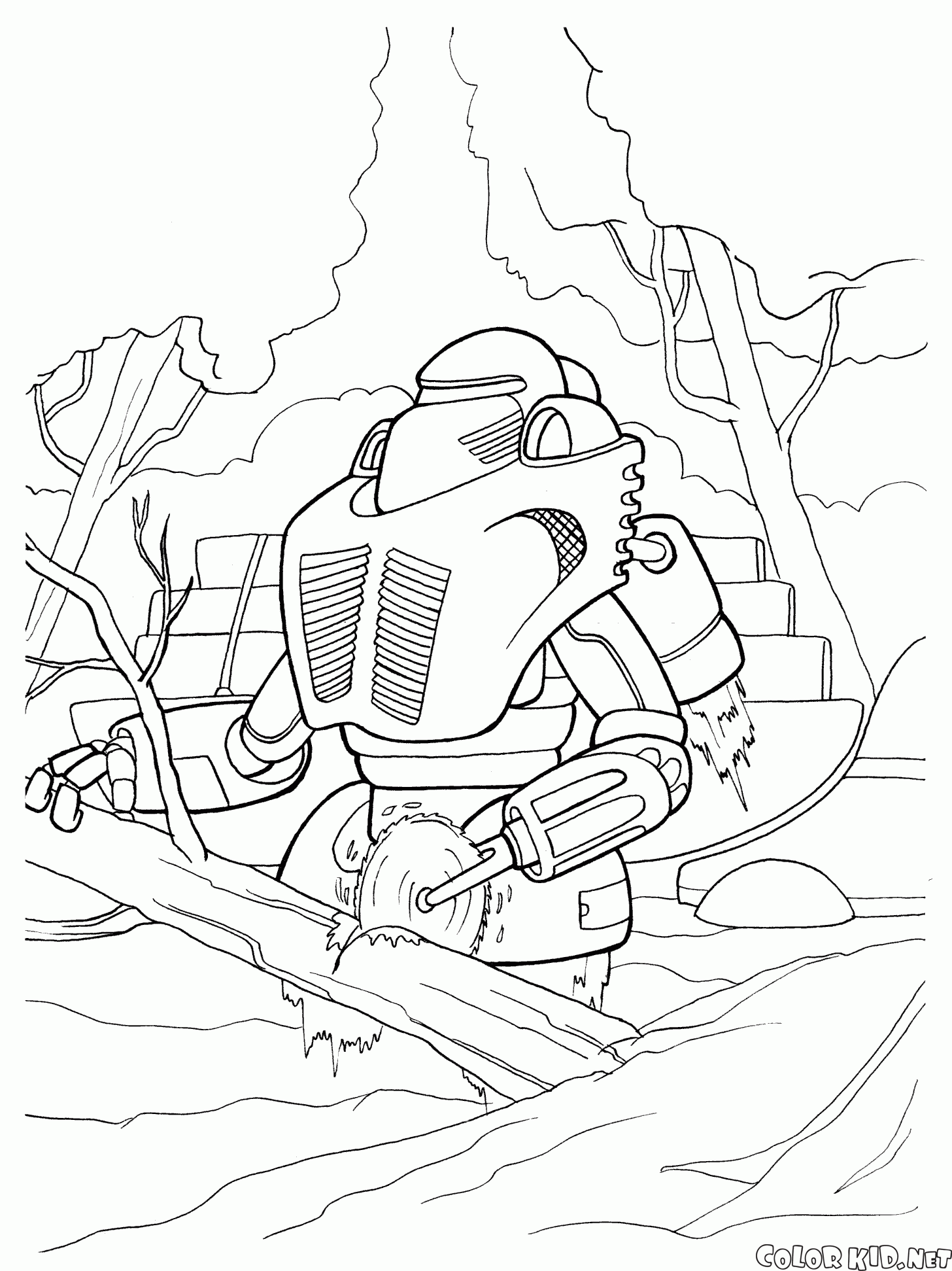 Robot piłowanie drewna