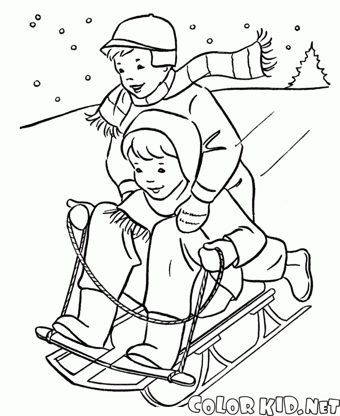 Dzieci sledding