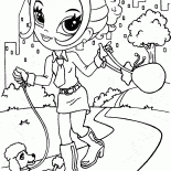 Dziewczyna idzie jej zwierzaka